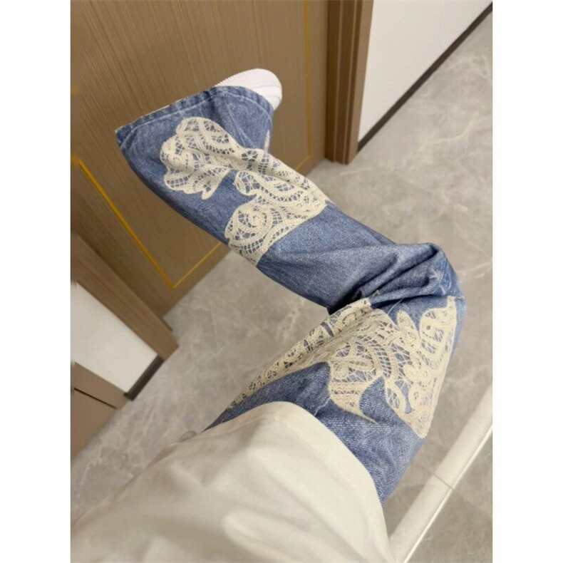 【有货】N6014CC-特P65蕾丝和平鸽贴布刺绣牛仔裤男女款裤子,男装牛仔裤,星座1007（原301D）
