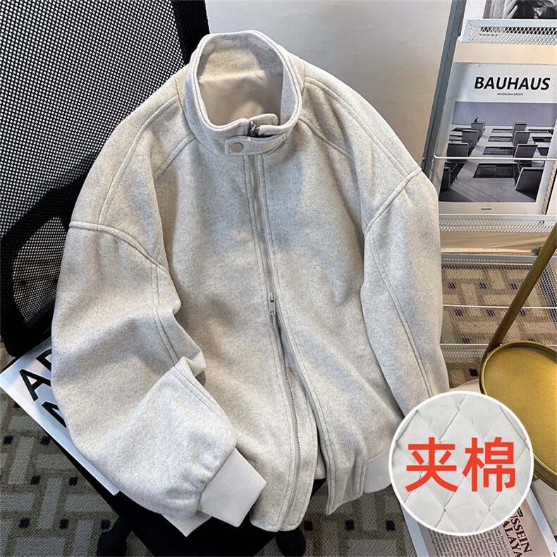 美式复古立呢料领夹克男秋季潮牌高级感宽松休闲ocersize,男装夹克,星座505-2（原电商A260-1)