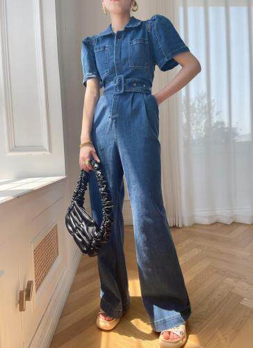 【新款】牛仔泡泡袖连衣裤配腰带，女装，LION&CAT(2F)