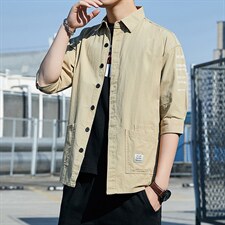 男士长袖衬衫2022新款韩版潮流帅气休闲工装寸衫春秋季衬衣男外套，男装衬衫，星座222