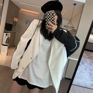 拼接棒球服西装图片