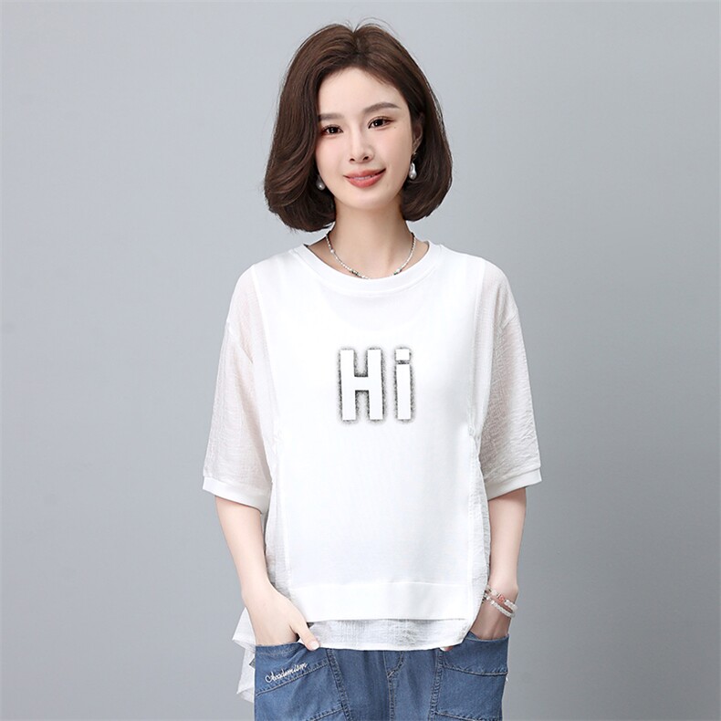时尚宽松短袖T恤女夏季新款韩版百搭显瘦上衣学生休闲打底衫,女装T恤,叶笙衣