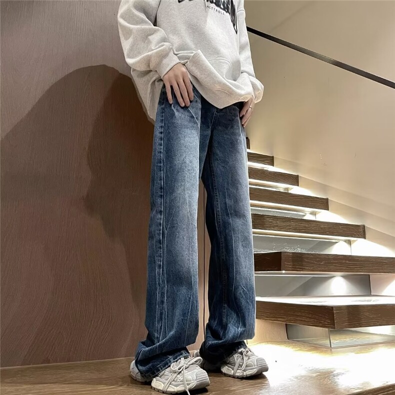 潮流水洗牛仔裤男2024春季美式高街vibe休闲裤子修身长裤,男装牛仔裤,星座410-7