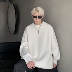 重磅秋冬男女纯色打底针织衫圆领套头半高领毛衣美式复古休闲上衣，男装T恤，电商A486