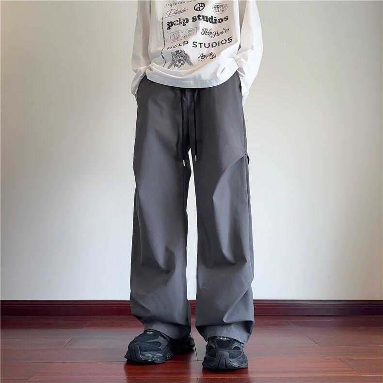 抖音品质秋季户外机能褶皱宽松冲锋长裤B315-K24271-特p30控58,男装休闲裤,电商B315