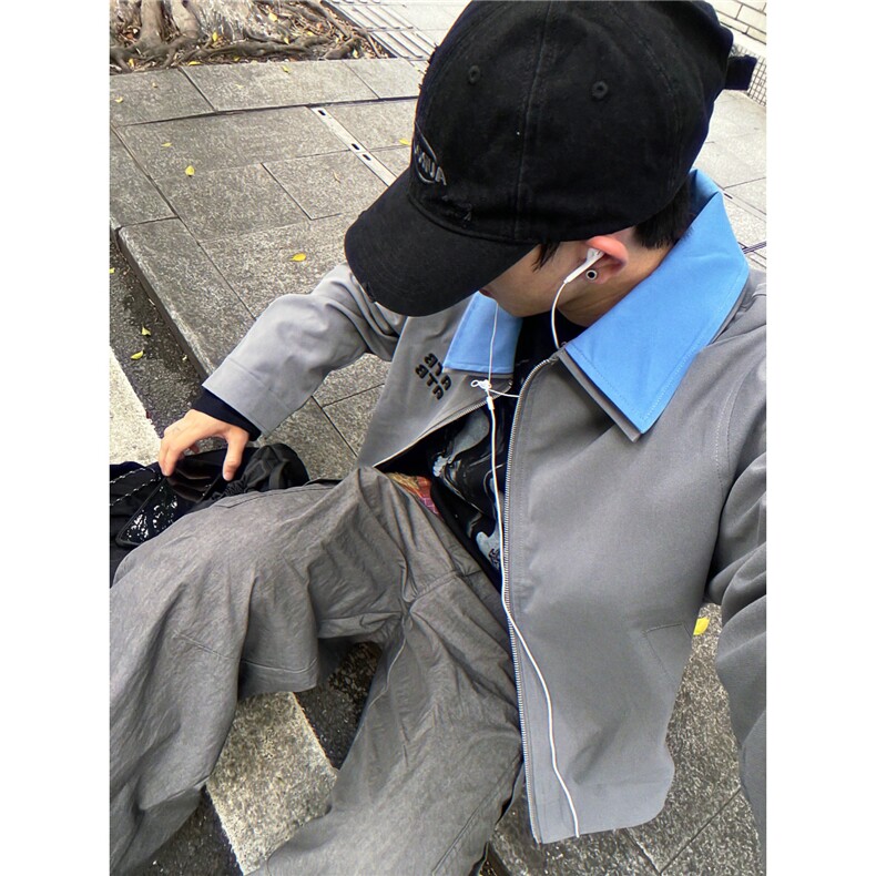 日系简约撞色翻领夹克新潮牌假两件高街外套513AJK2428P62,男装夹克,星座513A