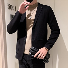 冬季暗条毛衣西装外套新品轻奢帅气时尚翻领针织衫P155控215元，男装针织衫/毛衣，星座1116A-2（原606A-1）