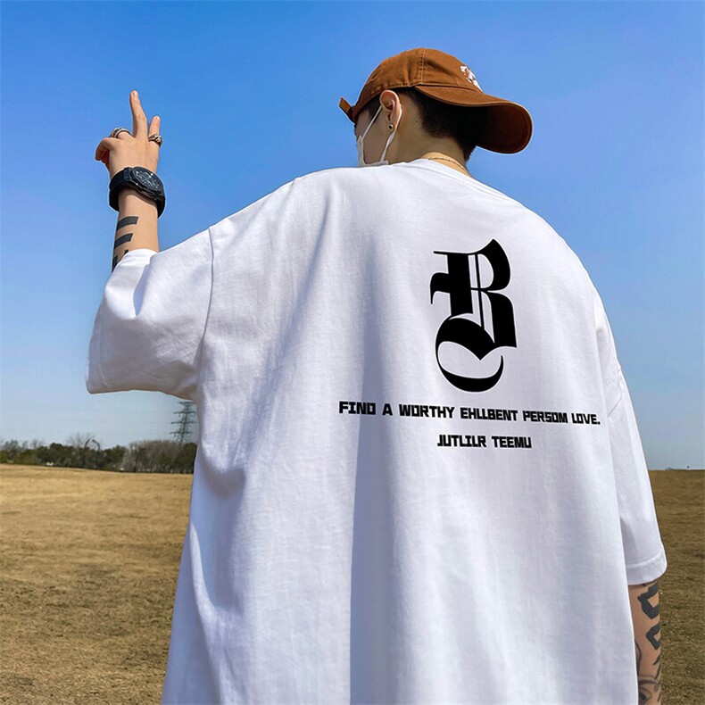 抖音得物二开现货220克夏装重磅美式高街宽松短袖t恤MT209,男装T恤,电商A486-1