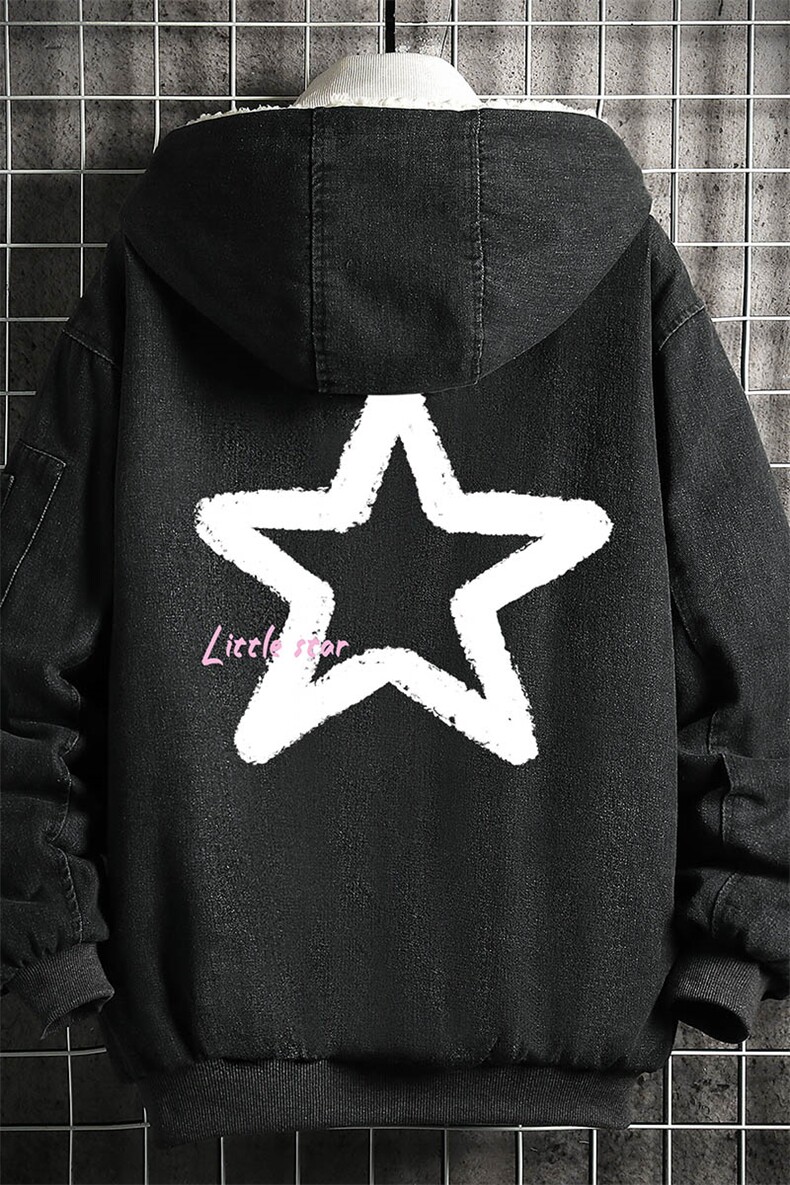 牛仔外套男大码加厚加绒衣男羊羔毛服男NM53286-P140网格,男装棉衣,电商A040A