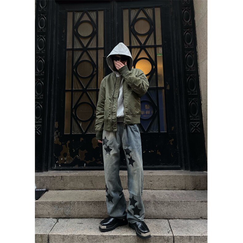 自家图，不拿货星星牛仔裤男微喇叭cleanfit裤子-KZA31-P70,男装牛仔裤,星座1007（原301D）