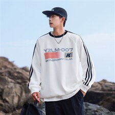 港风圆领字母印花图案设计袖子三杠织带潮流卫衣男WY77762P48控68，男装卫衣，星座227-7