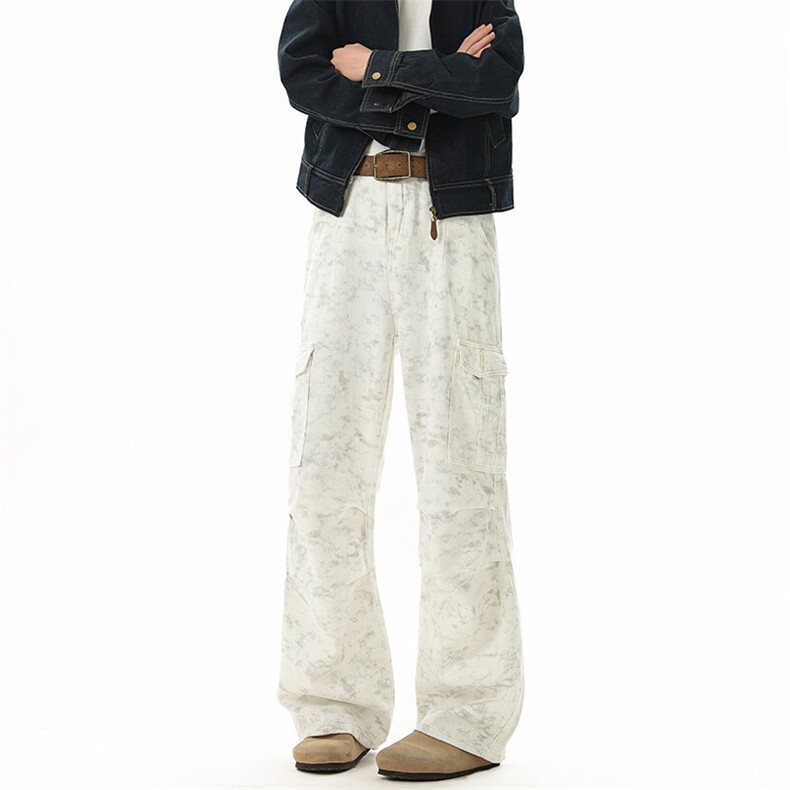 B221美式ins高街暗黑印花宽松工装牛仔裤LK24390-特P46控78，男装休闲裤，电商B221