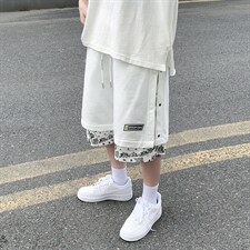 腰果花排扣短裤男夏季嘻哈潮牌宽松假两件运动休闲五分裤DK880-28，男装休闲裤，星座1008-1