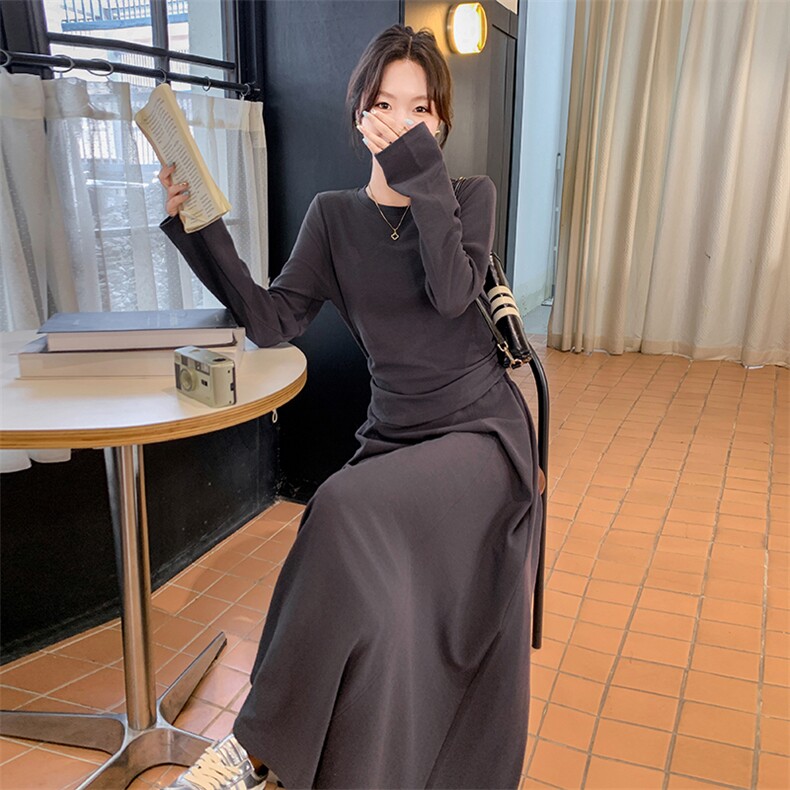 法式气质设计感修身上衣套装女2025春秋季新款显瘦高腰长裙两件套,女装套装/套裙,C位