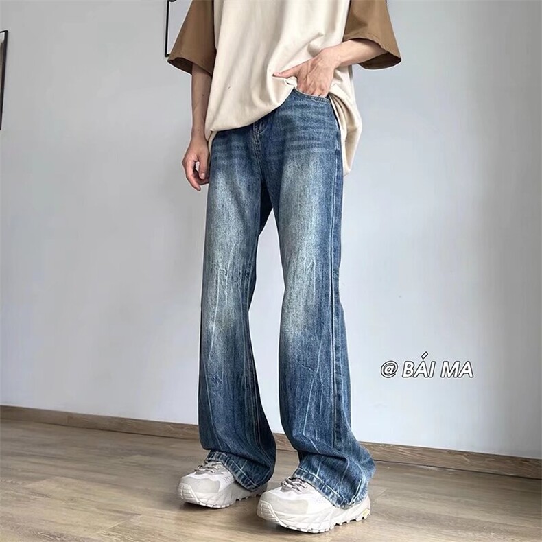 网络图现货！cleanfit破洞微喇牛仔裤高街vibe美式裤子RWH62-P65,男装牛仔裤,星座1005-6