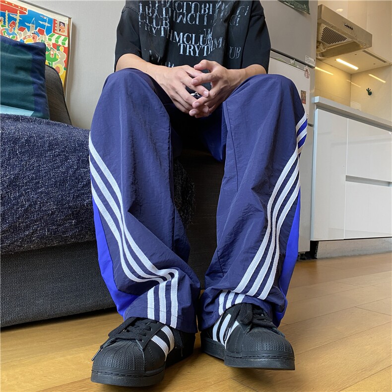 抖音品质运潮流动条纹拼色透气宽松休闲裤B315-K24210-特p35控68,男装休闲裤,电商B315