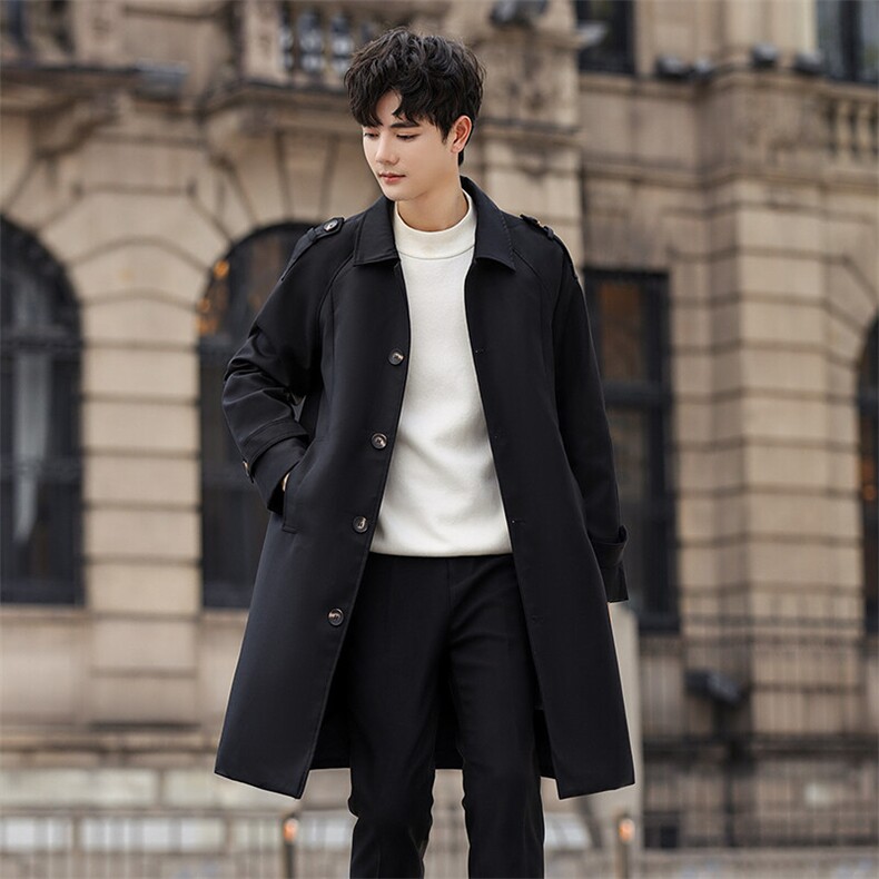 2025春季新款高级感中长款风衣高级感个性男士休闲外套FY111-P140，男装风衣，电商A413