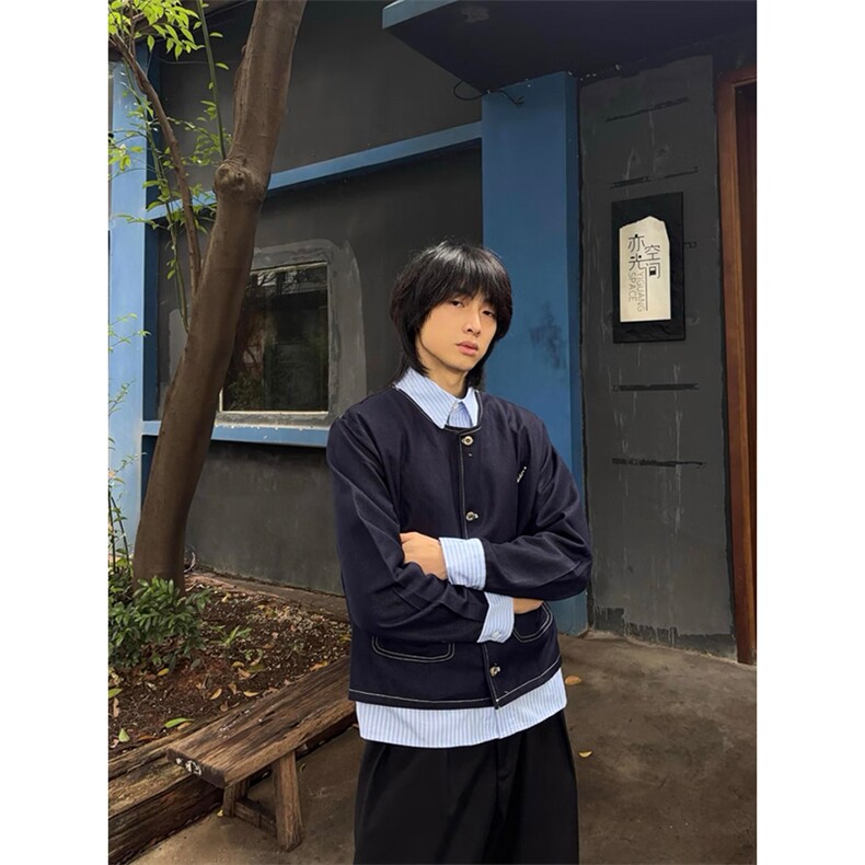 网图假两件设计衬衫领高智感垫肩外套男夹克春季JK016P138,男装夹克,星座512-1（原513-3）