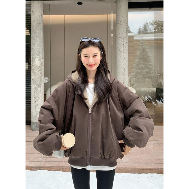两面穿现货重磅短款座山雕棉衣男女双面穿毛毛绒棉服加厚外套图片