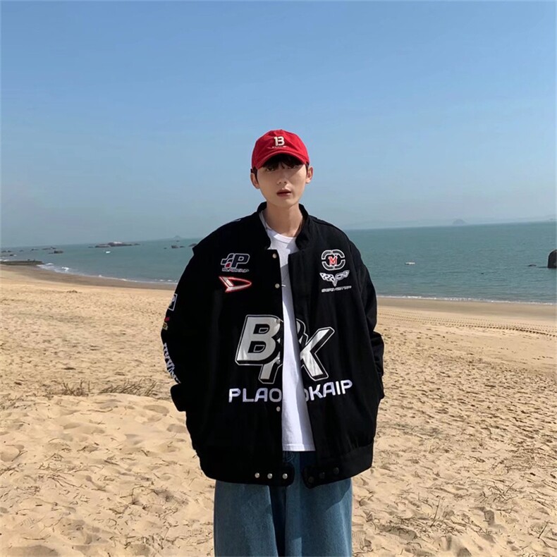 美式街头刺绣机车棒球服男嘻哈潮牌复古情侣秋冬外套宽松2658-p73,男装夹克,星座1008