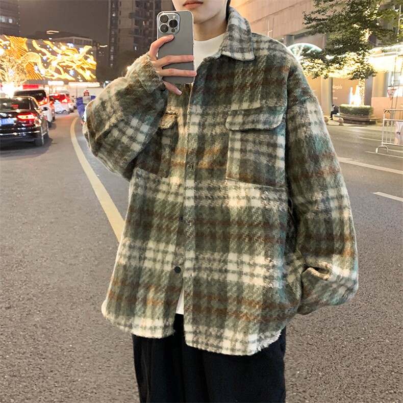 夹克男士韩版潮流格子拼色帅气2024春季新款ins宽松外套W5751-P62,男装夹克,星座412-2