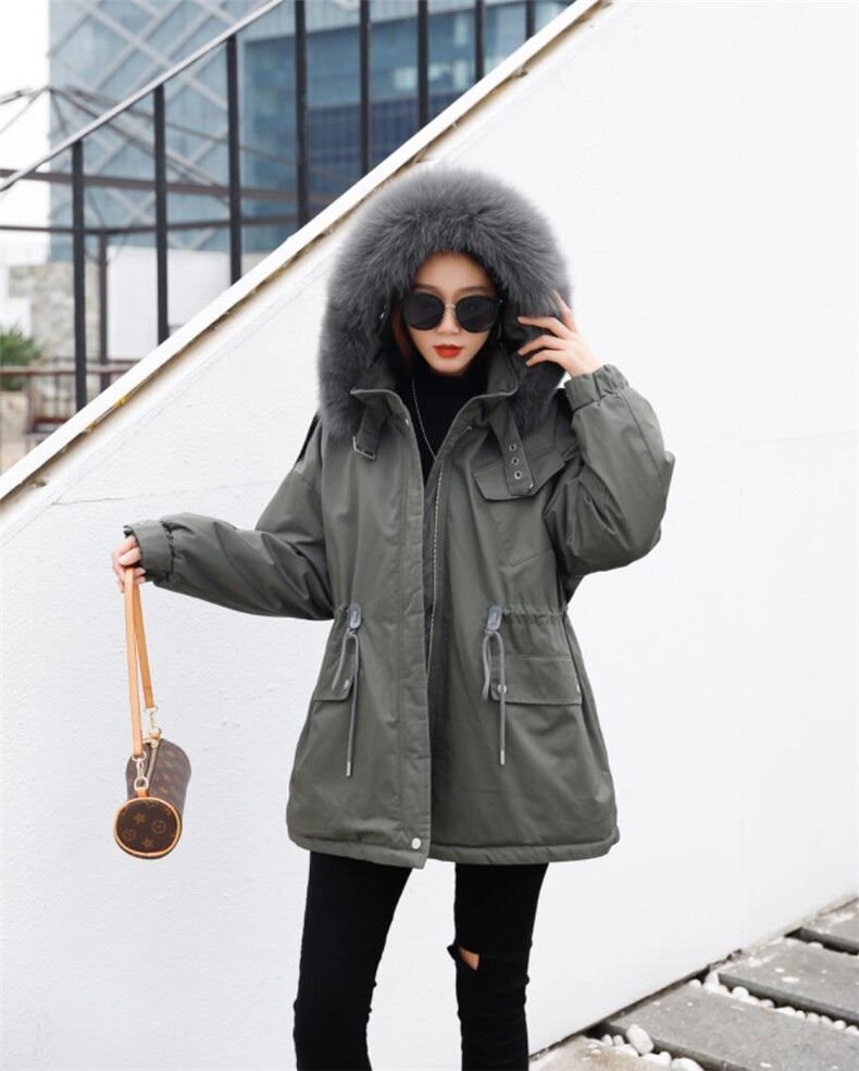 【现货】冬季新款，宽松显瘦狐狸毛领派克服，女装，东洋天堂之花