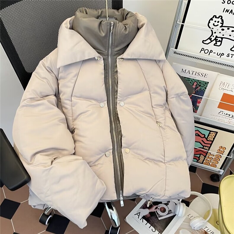 棉衣外套男士冬季2026新款日系复古假两件棉服保暖皮棉袄子宽松型,男装棉衣,星座1013
