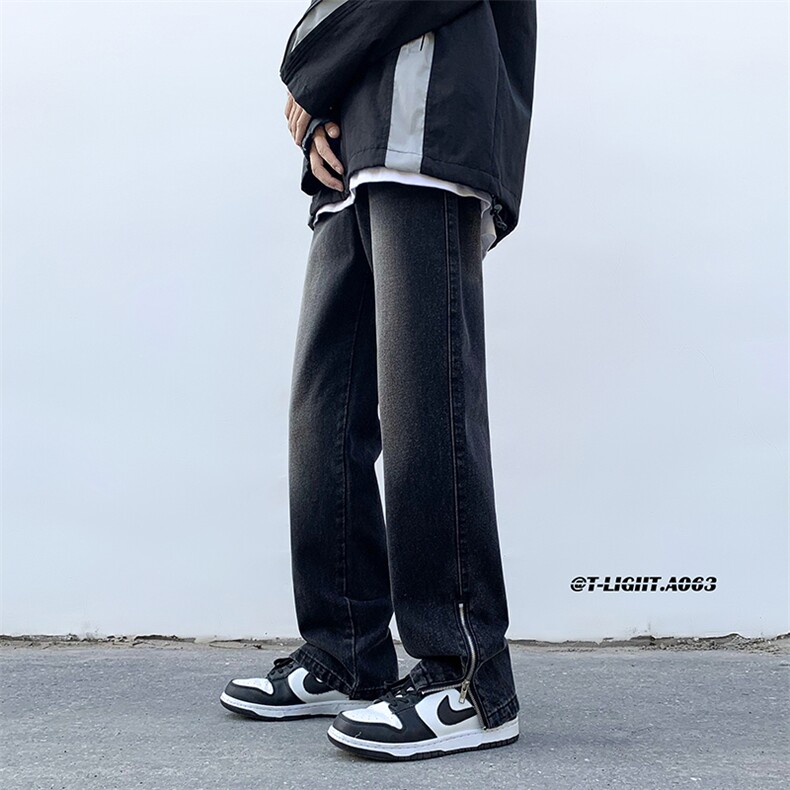 2023早春美式高街拉链直筒重工艺水洗牛仔裤货号K685P55,男装牛仔裤,电商A063