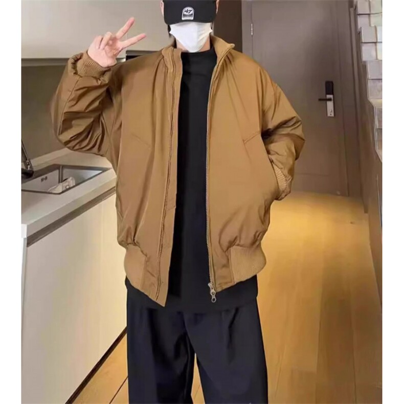现货 26春装美拉德立领飞行夹克纯色复古廓形高街棒球服外套图片