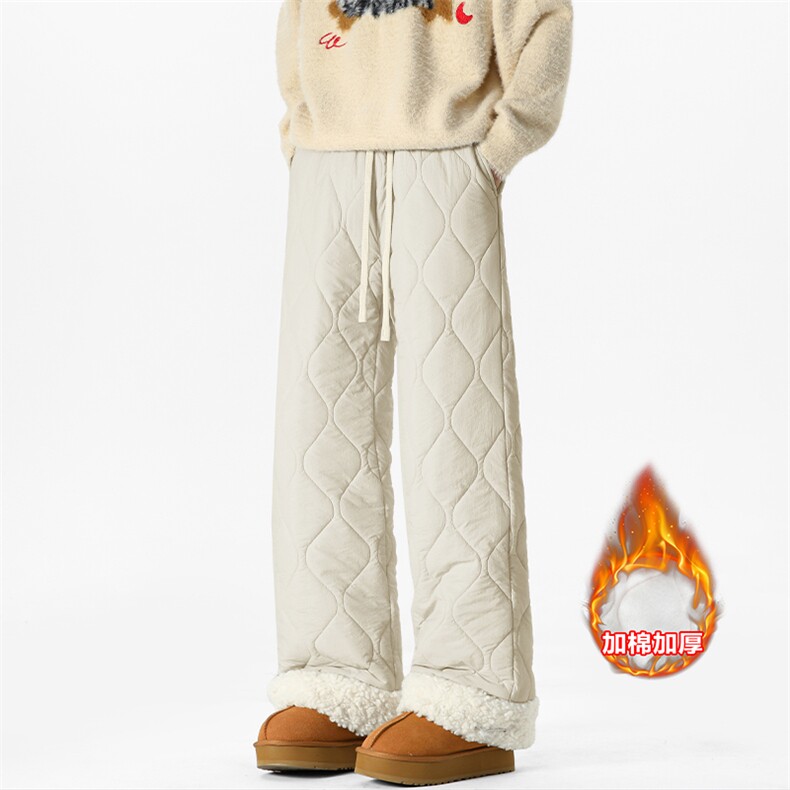 抖音羊羔毛菱格夹棉保暖大码拖地棉裤男K5613J加棉-特P45控78，男装棉裤，电商A001