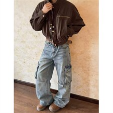 1506/QG31460/P60男装潮流水洗工装多口袋牛仔长裤，男装工装外套，星座1506