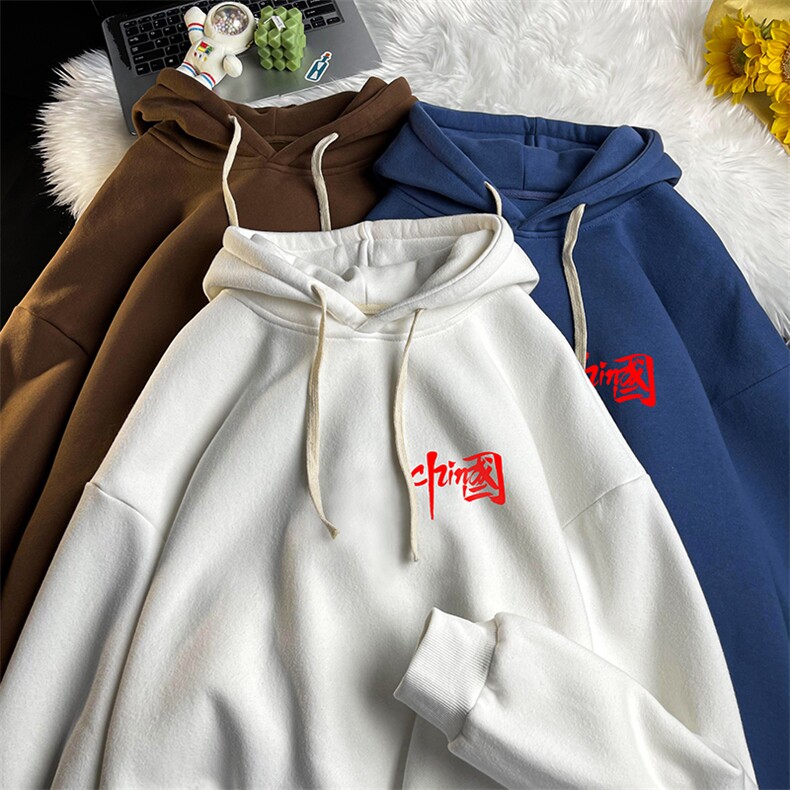 WY2276-P35加绒款-P40纯棉连帽卫衣男大码运动帽衫宽松薄,男装卫衣,电商A040