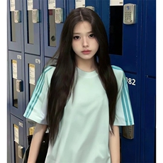 抖音得物品质二开240克宽松纯棉美式潮牌印花三条杠中性风短袖T恤，男装T恤，电商A486