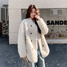 现货！新品羊羔毛复合麂皮绒皮毛一体2C056-7115-P195控298，女装皮草，2C056