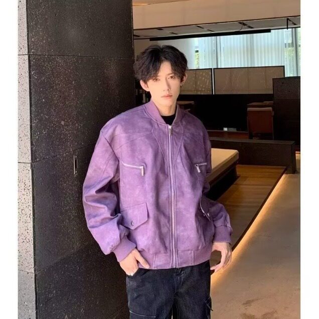 J745-P70秋冬小众高级感美式街头复古拉链口袋麂皮夹克男女,男装夹克,电商B323A