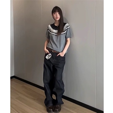 2025夏季冰丝针织衫宽松上衣女短袖t恤女士薄款套头洋气小衫，男装针织衫/毛衣，星座506A