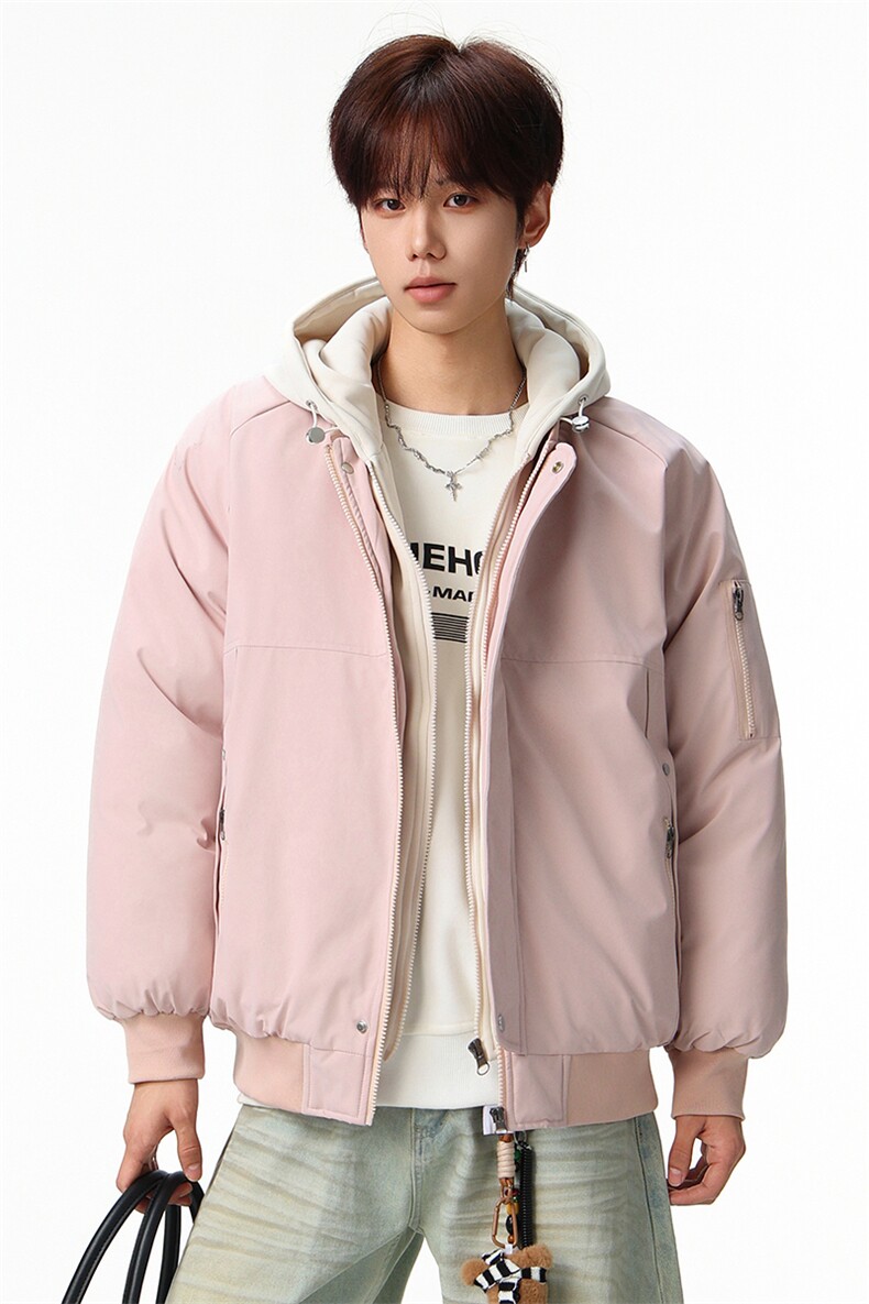 新款冬季大码羽绒棉服棉袄连帽假两件韩版宽松外套A436-2583-P95,男装棉衣,电商A436