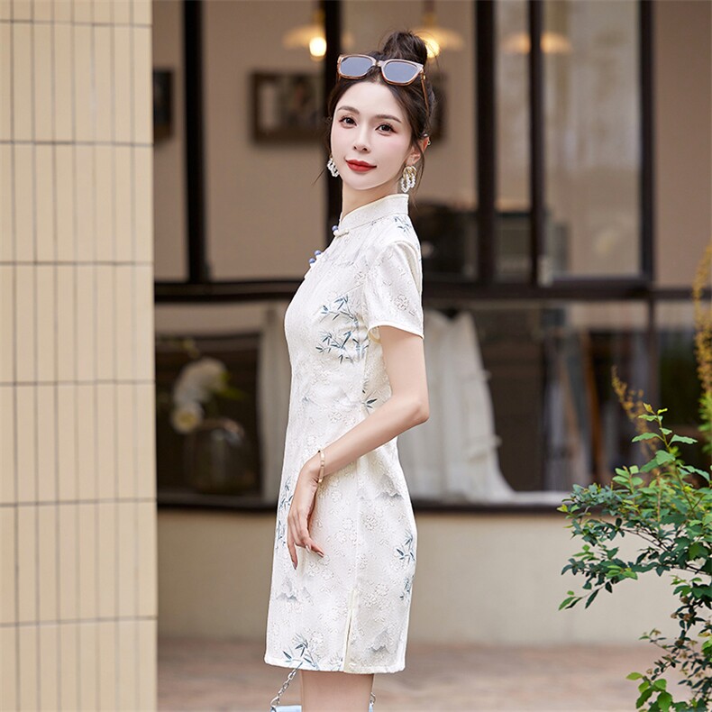 现货2024改良旗袍连衣裙年轻款女夏季新中式高级感禅意碎花裙,商品下架区,韩然一族