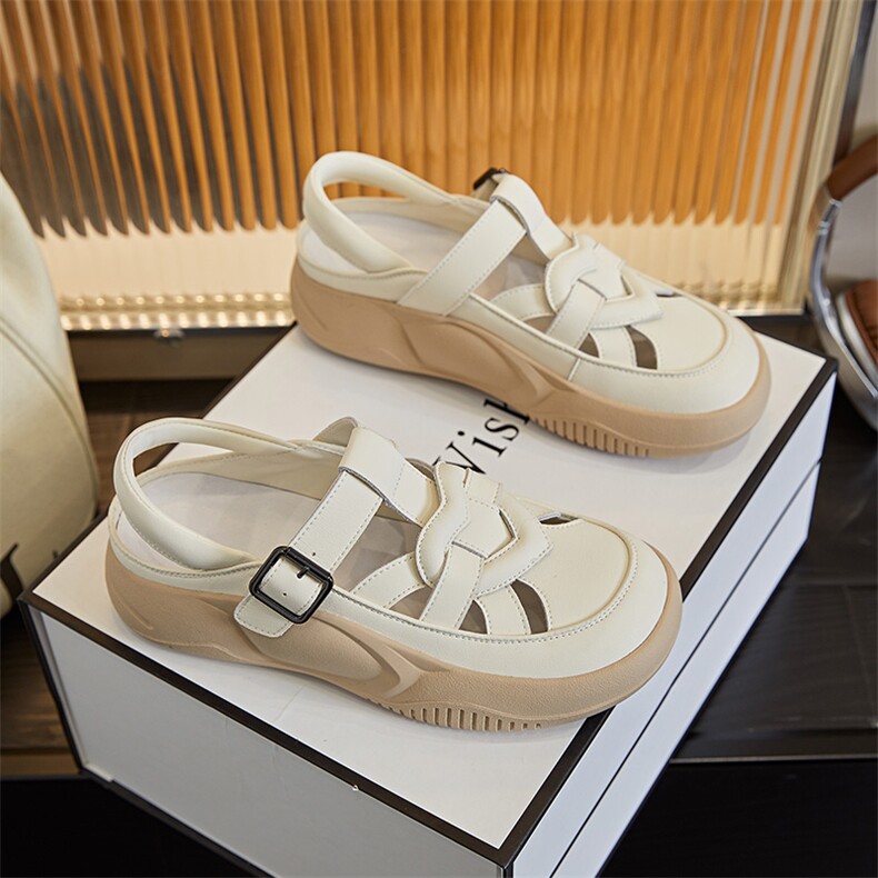 真皮镂空凉鞋2024夏季新款女士运动包头凉鞋潮款休闲平底爱心女鞋，女鞋凉鞋，电商A223