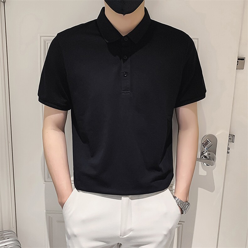 蓝色2023社会小伙修身纯色polo衫男士短袖T恤PL88-P35特控价59,男装Polo衫,电商A108