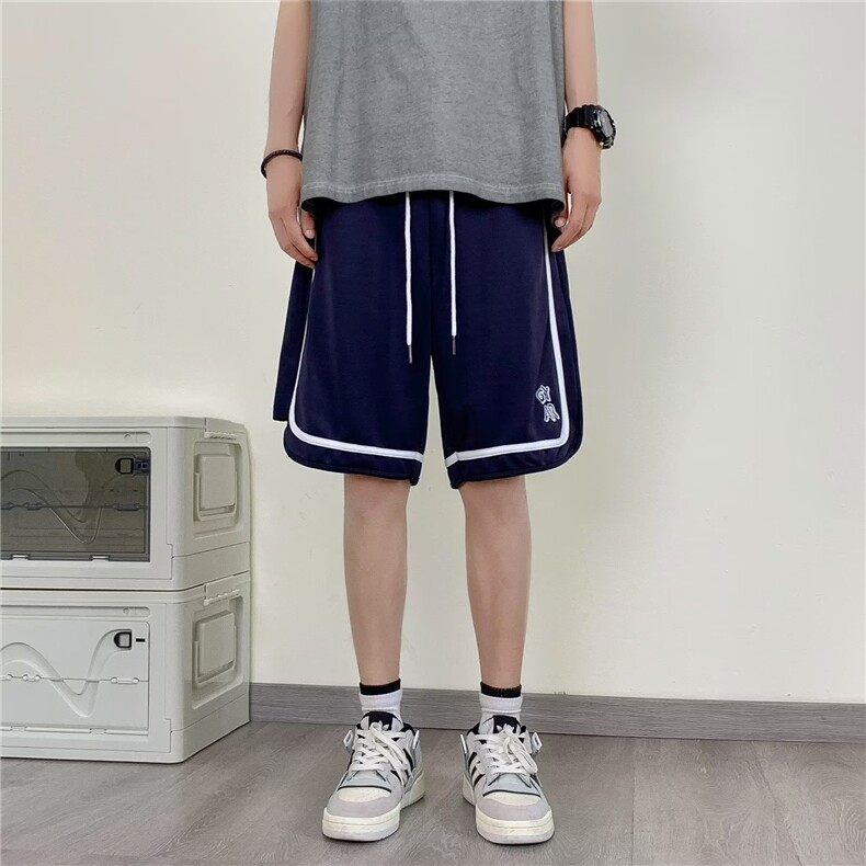 夏季新款港风小牛筋系带松紧纯色运动休闲裤五分裤K237-P30图片
