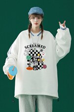 中性风2024秋季新款ins潮牌港风棋盘格字母印花卫衣B06p55控68，男装卫衣，A247A