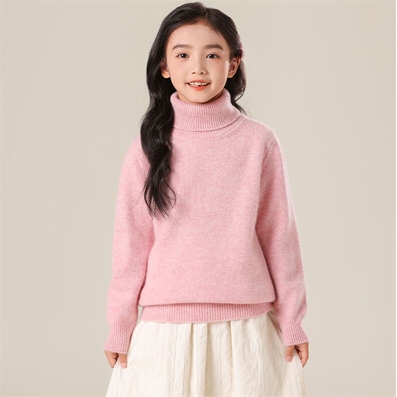 秋冬新款儿童羊绒衫高领保暖男童女童毛衣时尚百搭舒适柔软，童装儿童羊绒衫，群鹿羊绒
