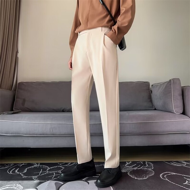 小西裤男九分修身直筒休闲裤男士高级垂感黑色西装长裤子潮KA513，男装西裤，星座1116A-2（原606A-1）