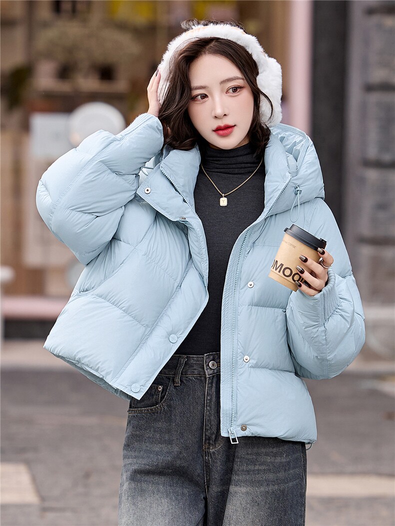 小个子90绒羽绒服短外套女2025冬季韩系休闲宽松显瘦白鸭绒面包服,女装羽绒服,辉之琳