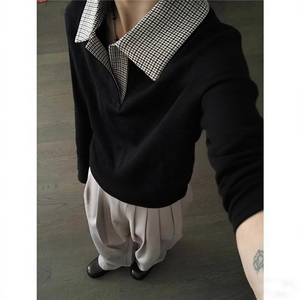 T55-P35 polo翻领2025年卫衣女款ins潮流长袖打底衫无帽套头上衣图片