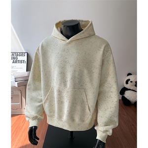水洗扎染连帽加绒奥粒绒重磅无帽绳500克卫衣外套男 RH5310JR-P60图片