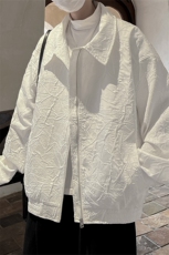 1春季复古褶皱高级感哈灵顿M-5XL大码聚酯纤维夹克JK8742P75，男装夹克，星座226-2