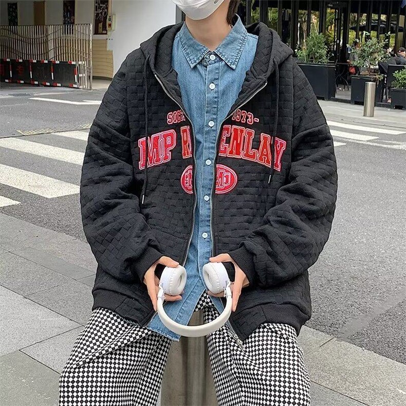 GFCP39-P32华夫格夹克胖子连帽春季宽松,男装夹克,星座1503-1