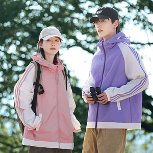 夏季情侣薄款三条杠外套透气防紫外线钓鱼防晒服 A436-6101-P45，男装防晒衣，电商A436